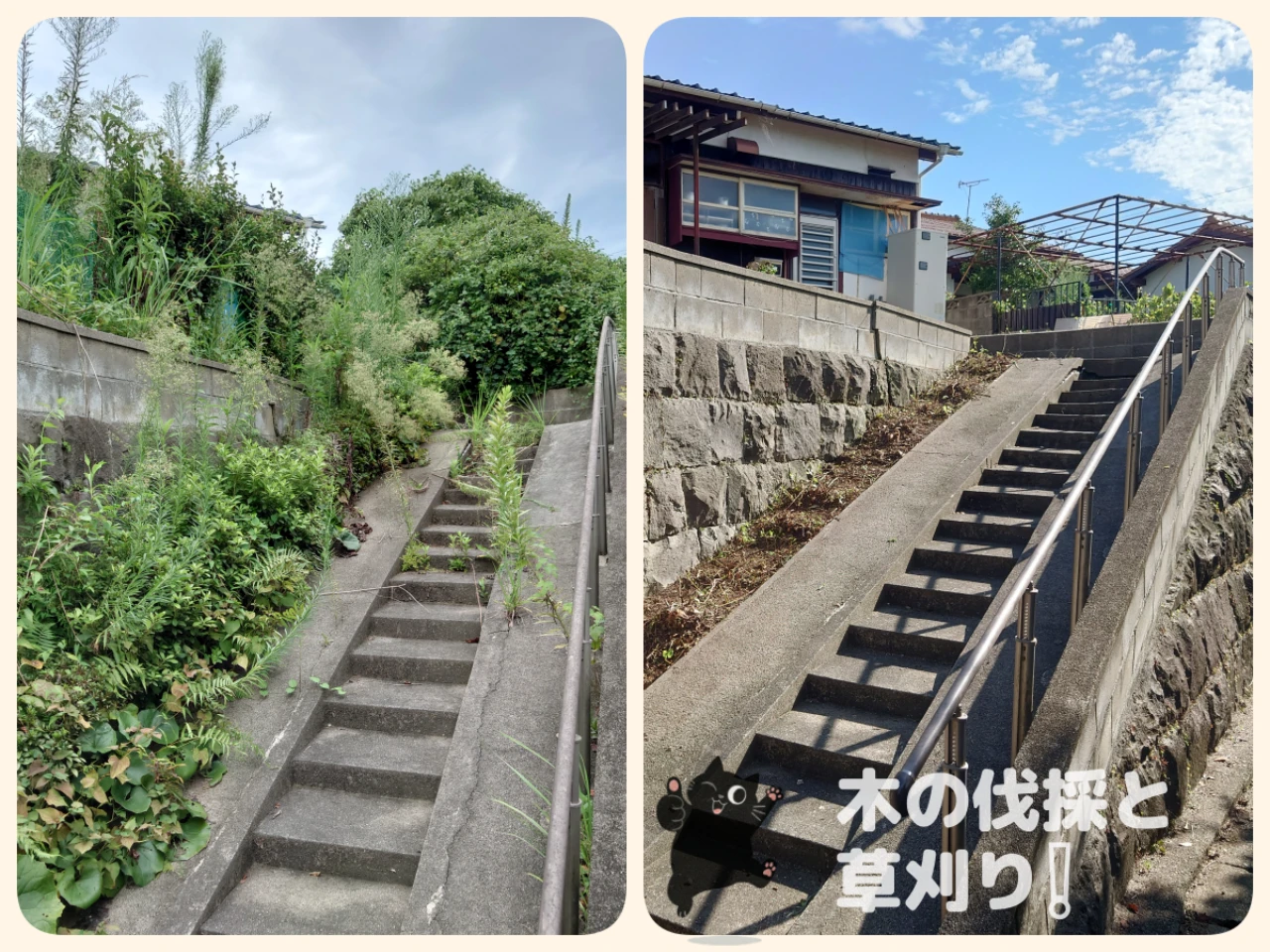 階段の草刈り事例