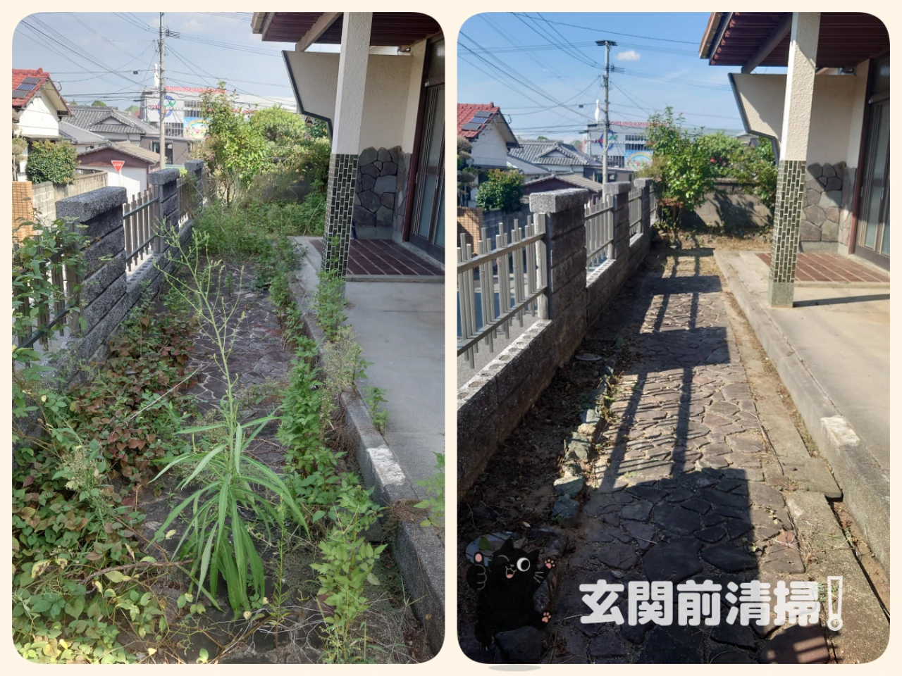 玄関前の除草